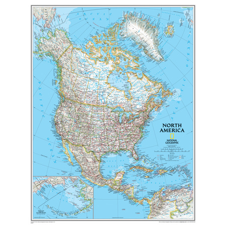 NATIONAL GEOGRAPHIC National Geographic North America Wall Map, 24" Width, 30" Length RE00620148